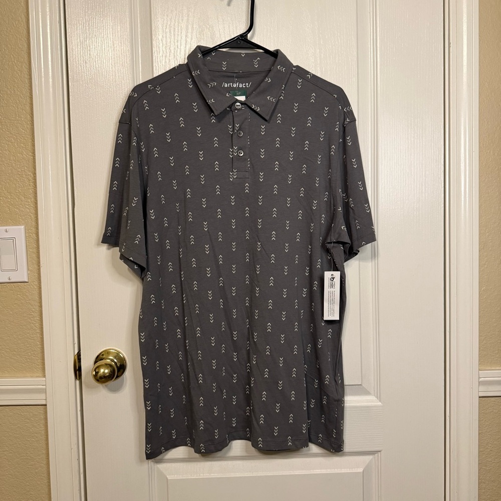 Artefact Gray Patterned Polo Shirt